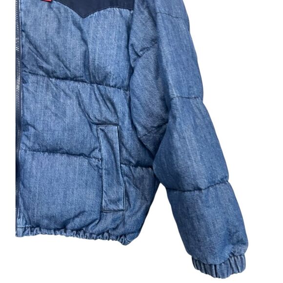 NWT Levi’s | Men’s Blue Denim Super Puffer Jacket Coat M - Picture 7 of 15